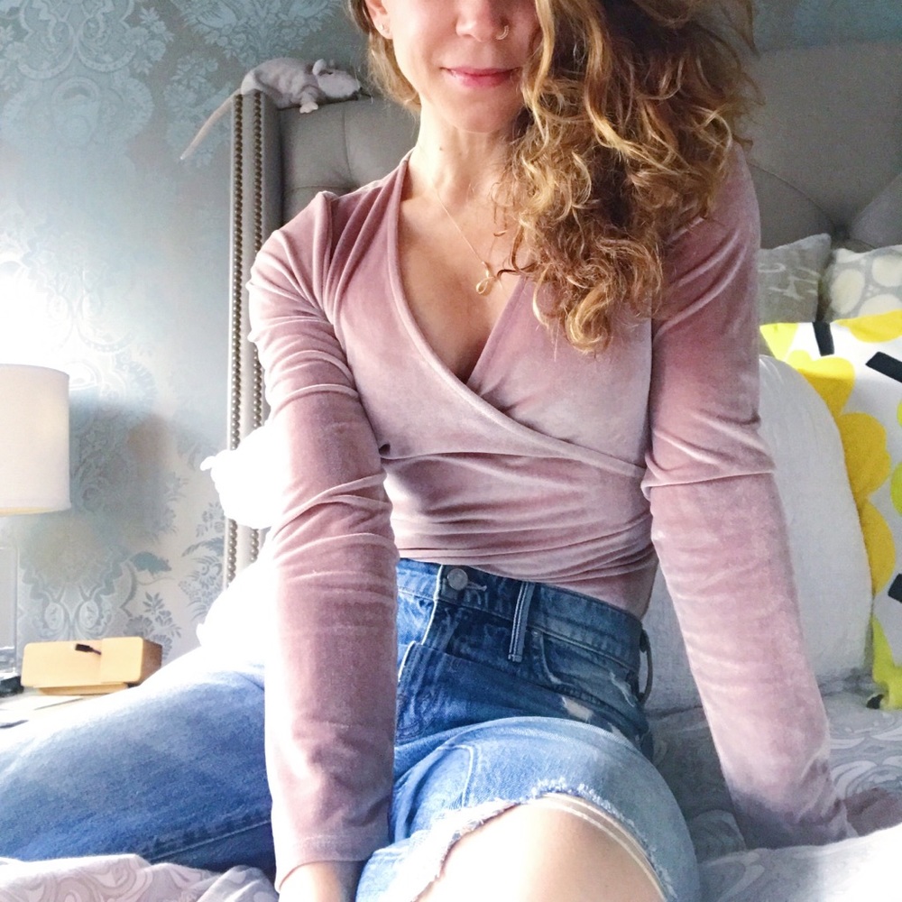 Madewell velvet bodysuit in size Small.